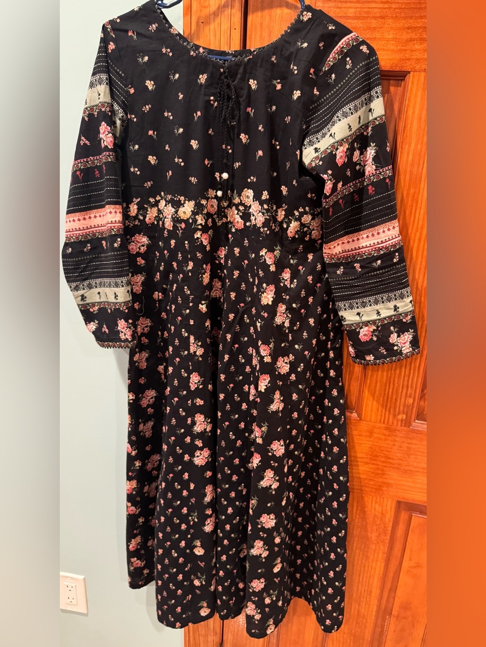Ready To Wear Black Floral Dress With Black Trouser